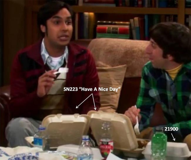 Big Bang Theory food containers on TV