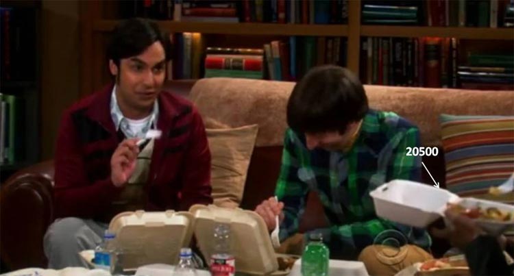 Big Bang Theory food containers on TV
