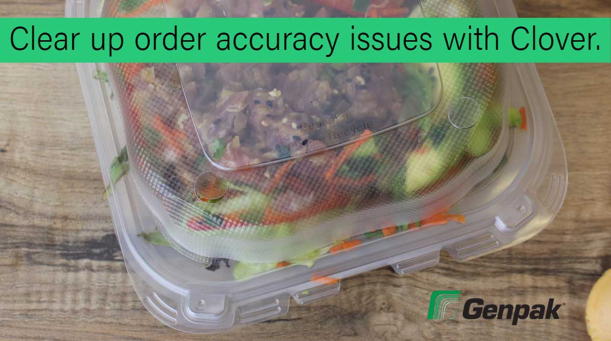 clear Clover containers with text overlay