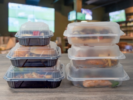 Genpak takeout containers on restaurant counter